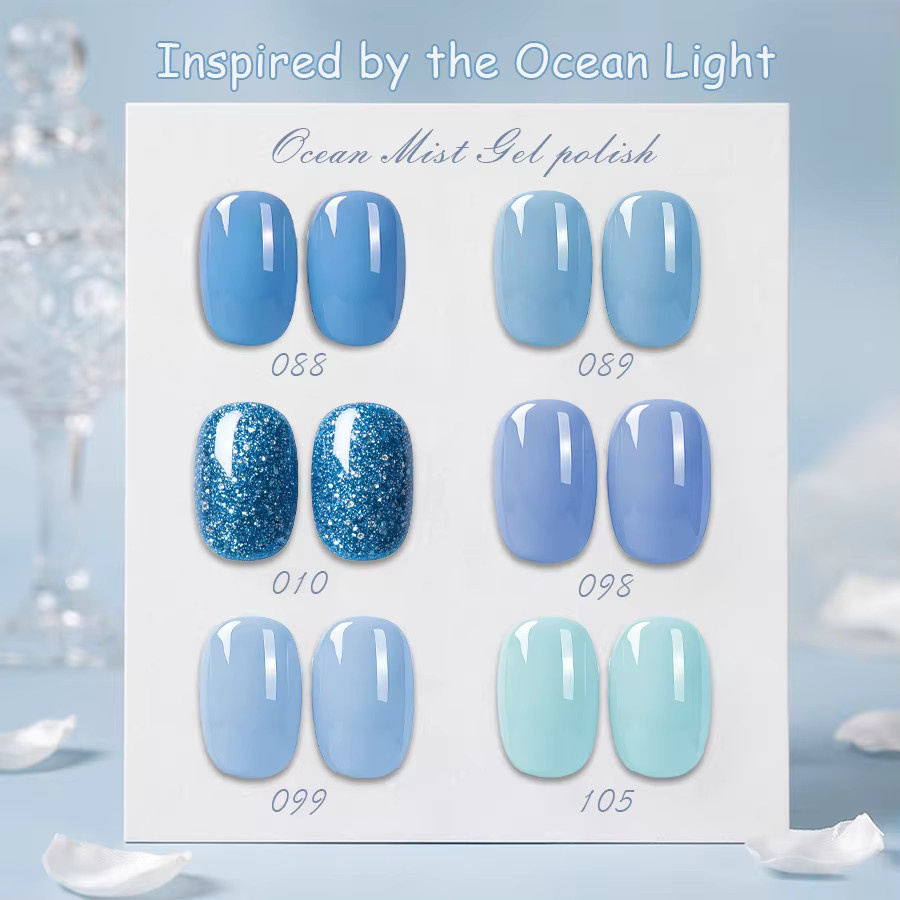 QAZIXU Nagellack-Set, Minz- & Blaues Gel, Glänzend - Bild 4