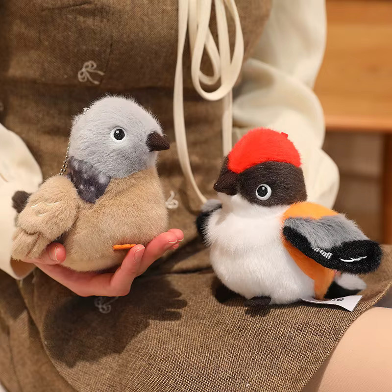 Kawaii Vogel Plüsch-Anhänger Schlüsselanhänger, Papagei mit Vogelnest, 14cm - Bild 2