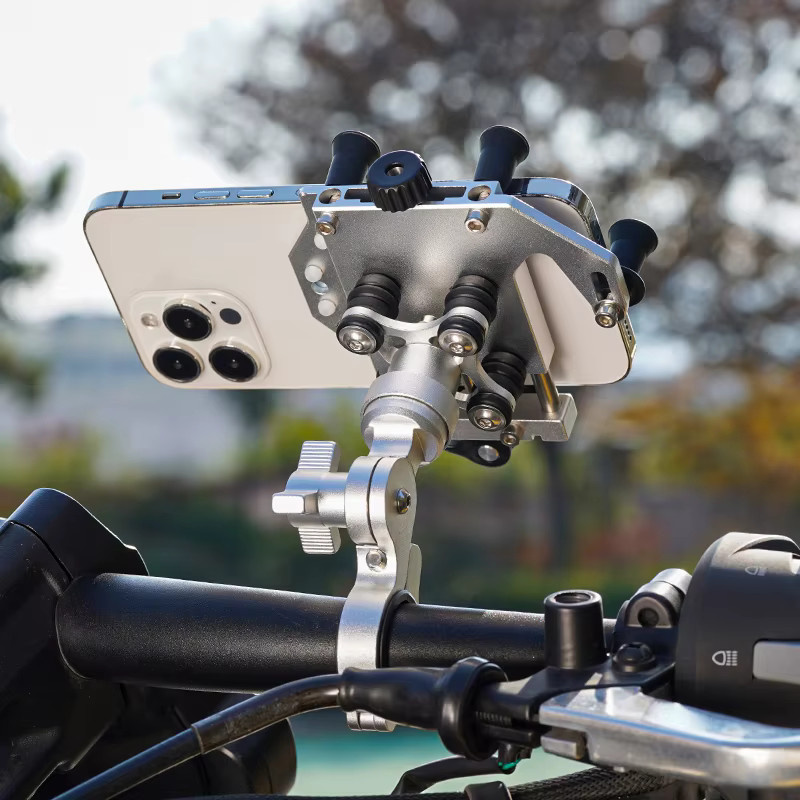 Drehbare Motorrad-Navigationshalterung aus Aluminium-Legierung für dein Bike, Farbe: Silber - Bild 4