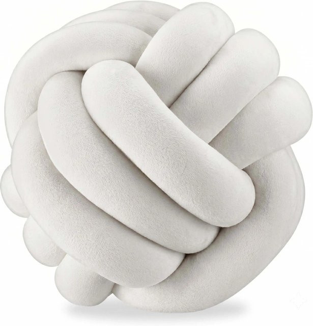 Relaxdays Knotenkissen Beige aus Polyester und Schaumstoff, rund, Durchmesser: 25 cm - Bild 1