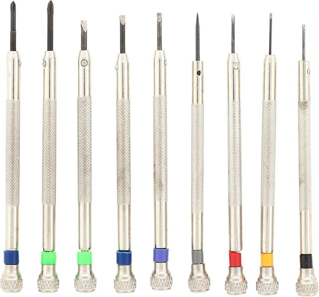 9-teiliges Uhrmacher-Schraubendreher-Set für Uhrenreparaturen in Weiß und Silber mit Größen von 0,8 mm bis 2,0 mm - Bild 1