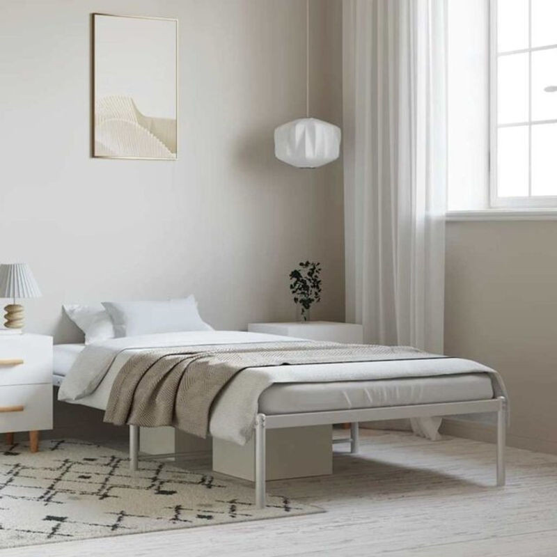 Vidaxl Metallbett in Weiß im klassischen und minimalistischen Design, Breite: 100 cm, Länge: 190 cm - Bild 1