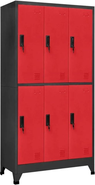 vidaXL Schließfachschrank aus Stahl in Anthrazit und Rot mit Schloss und Kleiderstange, B/T/H: 90 x 45 x 180 cm - Bild 1