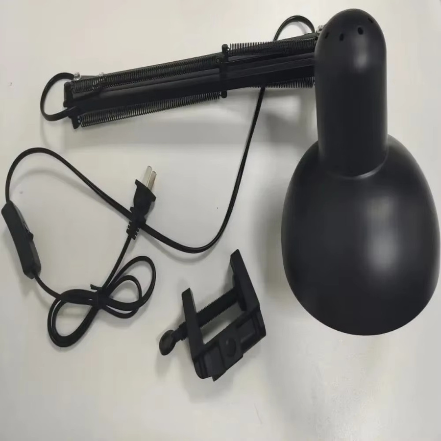 JOYINLED Schreibtischlampe in Schwarz mit flexibler Halterung und Kopfklemme, E27 Fassung, verstellbarer Schwenkarm aus Metall für Büro und Studium - Bild 5