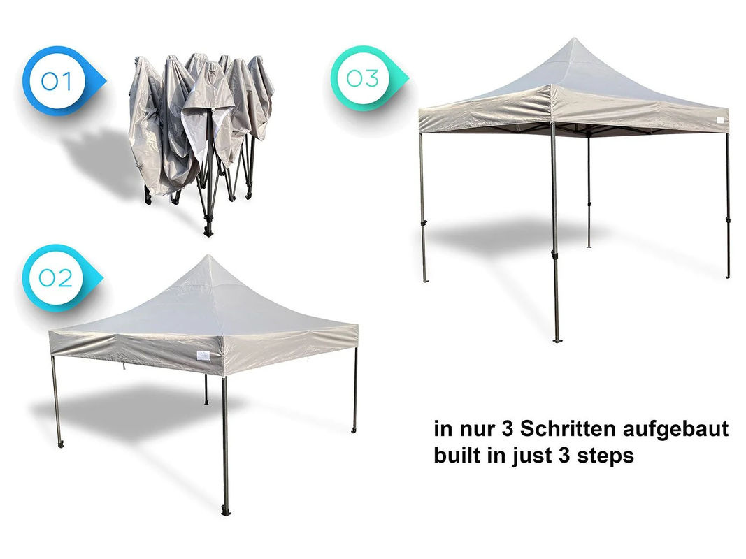 GRASEKAMP Faltpavillon Premium Line Grau B/T/H: 300 x 300 x 230 cm - Bild 3