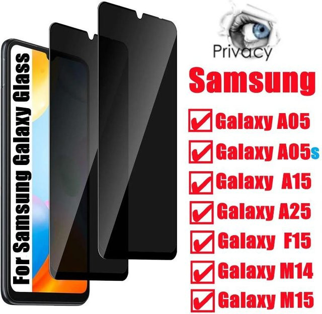 Samsung Anti-Spionage Sichtschutzglas für Galaxy A05, A05s, A15, A25, F15, M14, M15 in Schwarz - Bild 1
