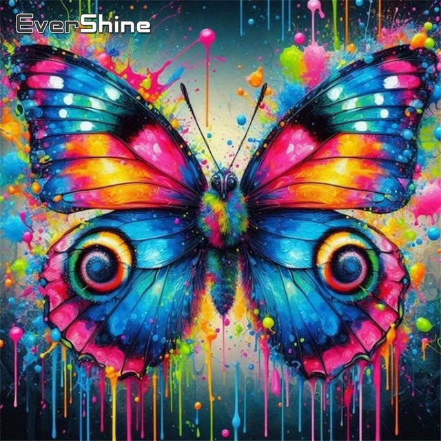 Evershine Kreuzstich Schmetterlingsbild DIY-Stickerei Wanddekoration Multicolor B/H: 30 x 30 cm - Bild 1