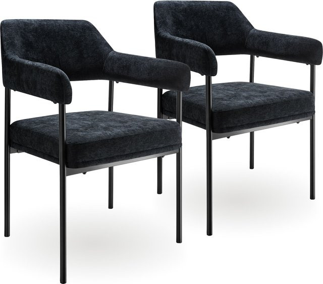 tectake Armlehnstuhl Doé gepolstert mit Stahlbeinen Schwarz B/T/H: 58 x 62 x 85 cm 2er Set - Bild 1