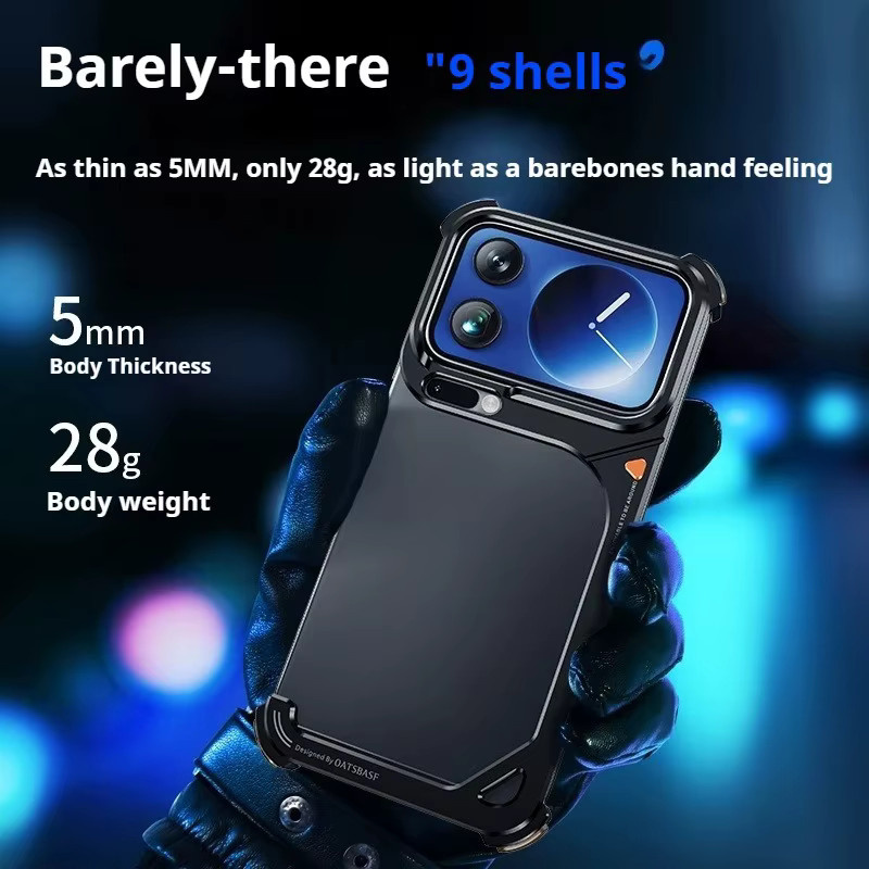 Eary Handyhülle im 9-Form-Design für Xiaomi 17 Pro Max, rahmenlose Metallschale, stoßfest, Schwarz - Bild 4