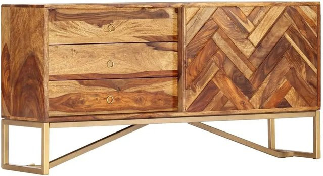 vidaXL Sideboard aus Massivholz Akazie in Braun im Mid-Century-Modern-Stil, B/T/H: 118 x 30 x 60 cm - Bild 1