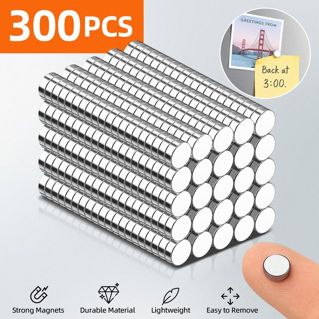 Runde Mini-Kühlschrankmagnete aus Metall in Silber, B/T/H: 5 x 1,5 x 2 mm - Bild 1