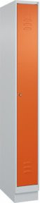 C+P Spind Classic PLUS Spind mit Sockel, 1 Abteil, Zylinderschloss, 3 Garderobenhaken, Grau/Orange, H: 195 cm, B: 25 cm, T: 50 cm - Bild 1