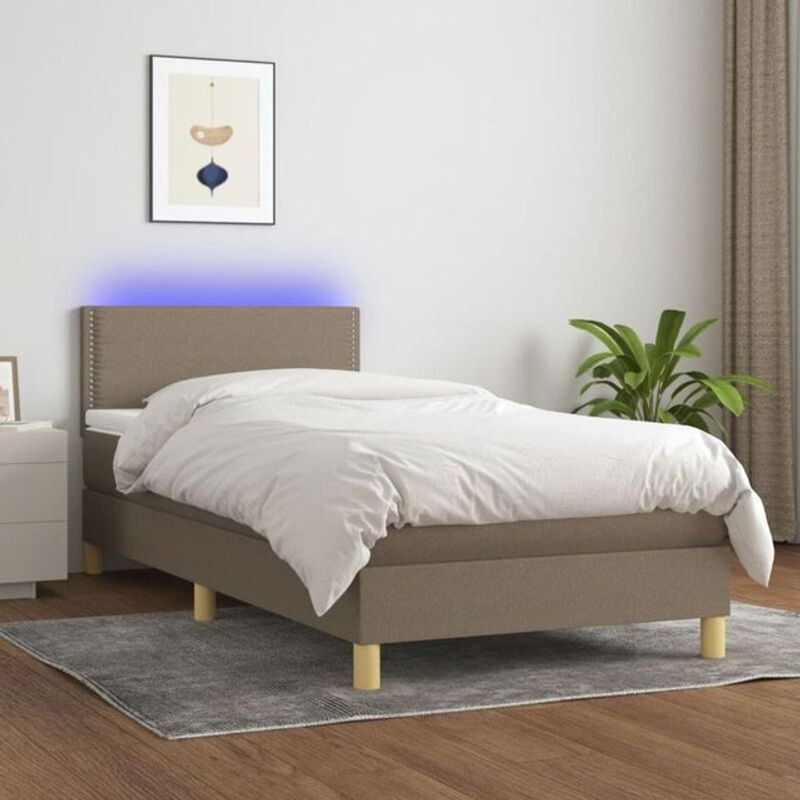 vidaxl Boxspringbett mit Matratze in Taupe meliert aus Stoff, B/T: 90 x 200 cm - Bild 1