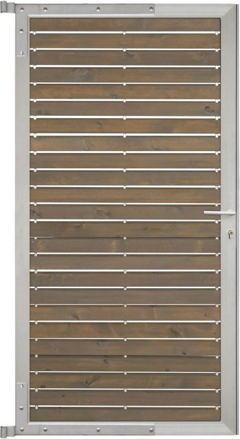 GartenLand Steckzauntor Craftwood aus Kiefer und Aluminium in Grau und Silber, B: 90 cm, H: 175 cm - Bild 1