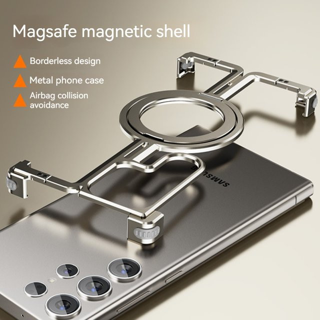 Magnetische Handyhülle aus Aluminiumlegierung für Samsung Galaxy S23 Ultra, S24 Ultra und S24 Plus in Grau - Bild 1