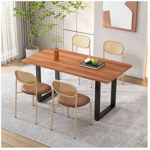 4er-Set MUVOE Stühle mit Rattangelehne und Metallfüßen in Braun für dein Esszimmer - Bild 1