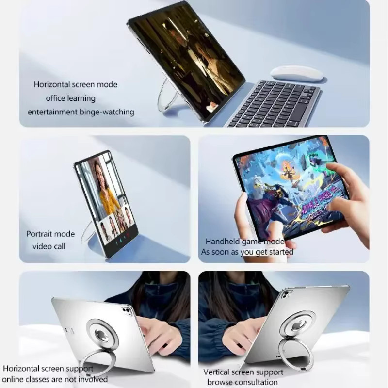 OLPAY Magnetische 360-Grad-drehbare Ringhalterung aus Metall für den Schreibtisch, Tablet-Ständer für iPad und Kindle, Blau - Bild 3