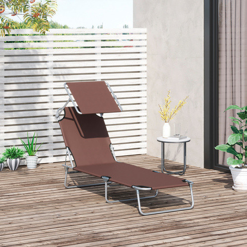 Outsunny Gartenliege aus Metall mit Sonnenbaldachin in Braun, B/H/T: 187 x 36 x 58 cm - Bild 4