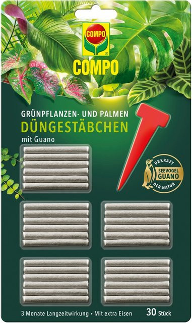 Compo Düngestäbchen für Grünpflanzen, Palmen und Farne mit Guano, 30 Stück - Bild 1