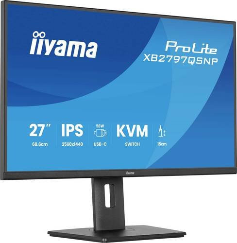 Iiyama ProLite XB2797QSNP-B1 LED-Monitor in Schwarz mit 27 Zoll, QHD 2560 x 1440 Pixel, IPS-Panel, 75 Hz und USB-C sowie DisplayPort - Bild 2