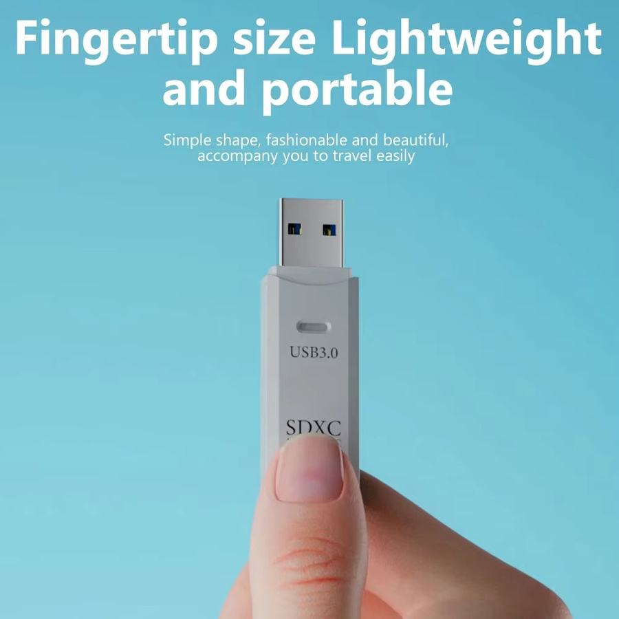 2 in 1 USB 3.0 Kartenleser und USB Flash Drive Adapter für SD und TF Speicherkarten in Weiß - Bild 4