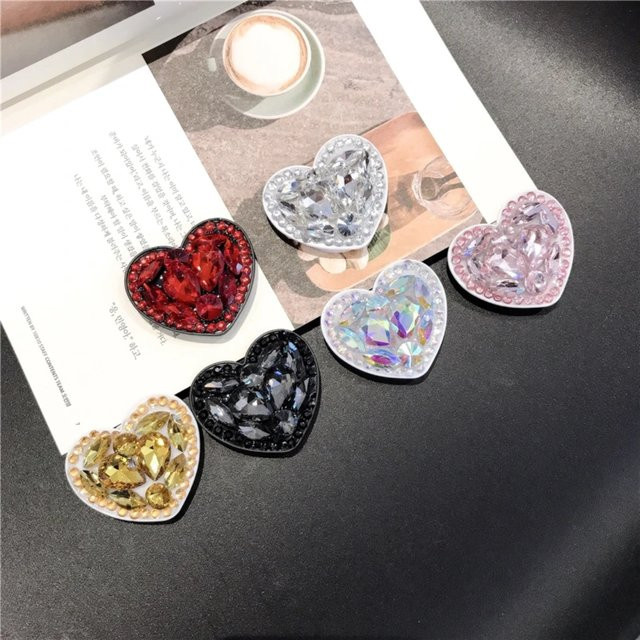 JXSFLYE Pack Diamond Heart Snape Smartphone-Halterung mit Fingerring und universeller Erweiterungshalterung in Weiß - Bild 1