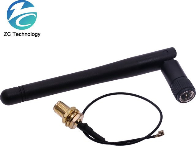 2,4 GHz 3dBi WiFi Antenne mit 17 cm U.FL IPX zu RP-SMA Männlich Kabel Set für ESP8266 und ESP32 in Schwarz - Bild 1