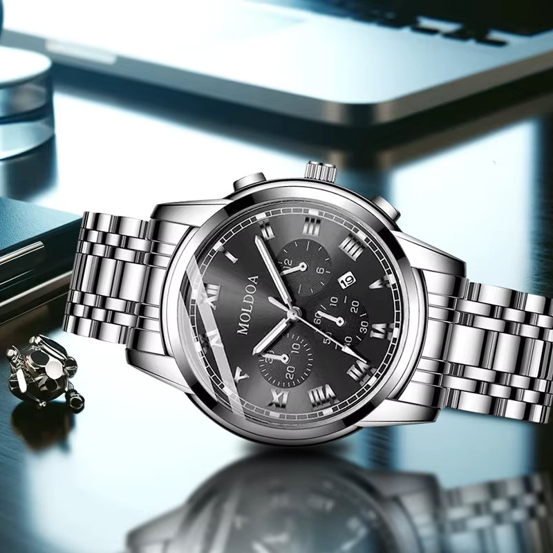 CAROTIF Armbanduhr Quarz, Edelstahl, Schwarz, Silber, Herren - Bild 2