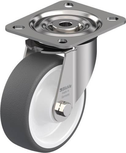 Blickle Lenkrolle LX-POTH 100XR aus Edelstahl in Grau und Weiß mit 100 mm Rad-Durchmesser und 250 kg Tragfähigkeit - Bild 1