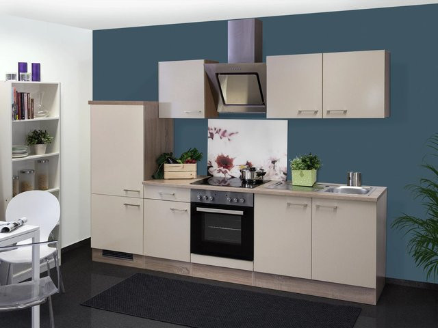 Flex-Well Exclusiv Küchenzeile Orlando in Kaschmir Glanz und Sonoma Eiche, Breite: 270 cm - Bild 1