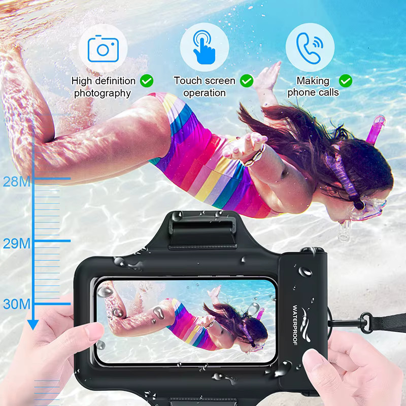 HAISSKY Wasserdichte Armband Handy Tasche in Schwarz für iPhone 17 16 15 14 13 12 Pro Max und 15 Plus zum Schwimmen, Surfen und Tauchen - Bild 4