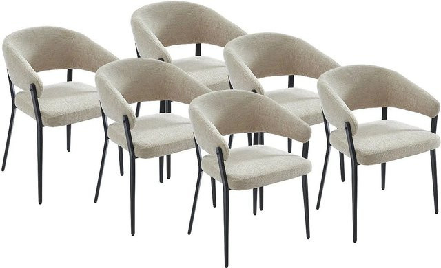 Vente-unique Stuhl Avrela in Beige mit Armlehnen aus Stoff und Metall, Höhe: 56 cm - Bild 1