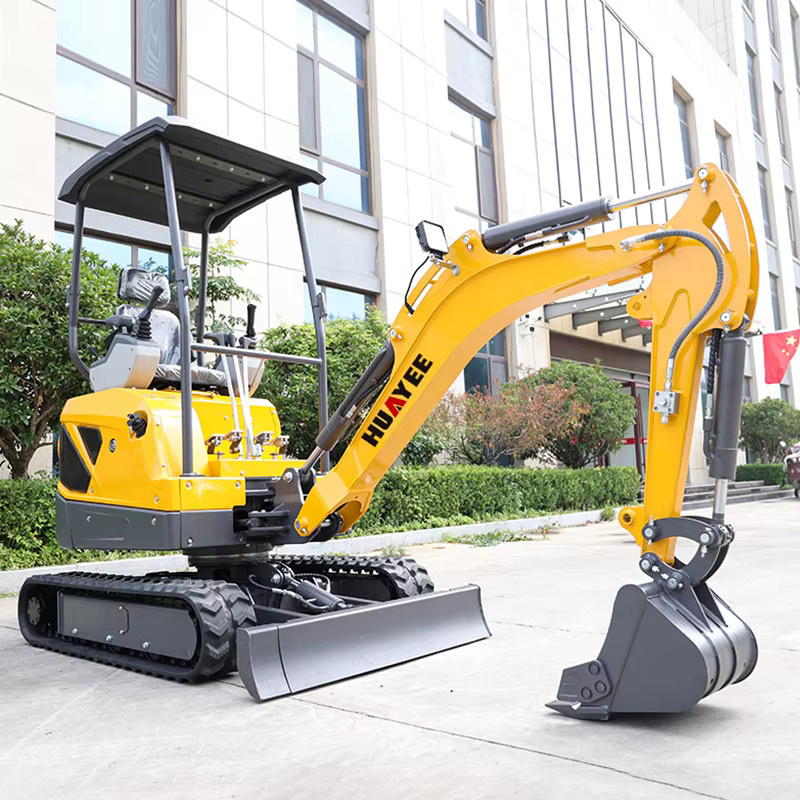 Huayee Mikro-Minibagger mit Hydrauliklöffel und Raupenantrieb in Gelb - Bild 2