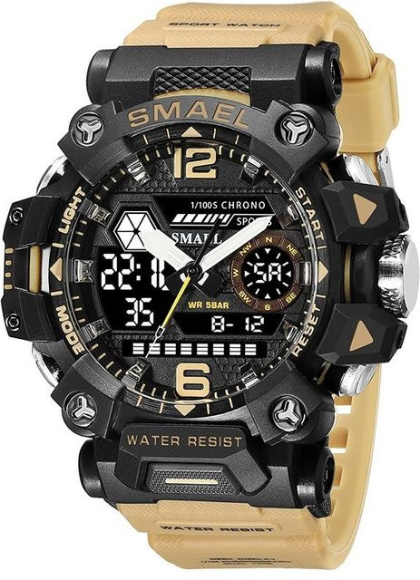 SMAEL Digitaluhr, Quarz, Kunststoff, 5 ATM, Herren, beige - Bild 1