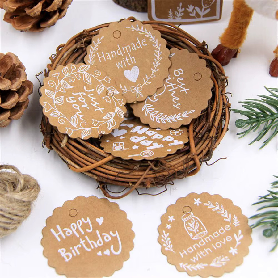 50 Stück Kraftpapier Tags in Braun für DIY Geschenke und Hochzeiten mit Seil - Bild 2