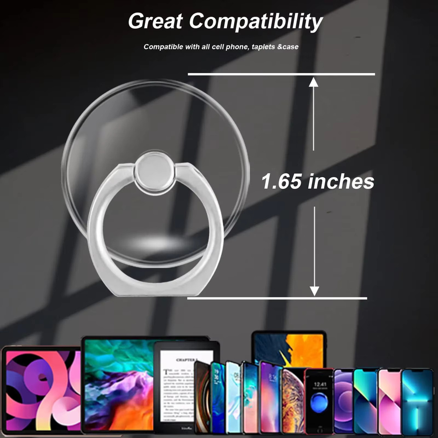Transparenter Handy-Ringhalter mit 360 Grad drehbarem Ständer in Silber für iPhone, Huawei und Samsung - Bild 4