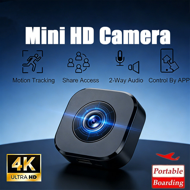 Vivo Mini 4K Überwachungskamera mit WiFi, Vollfarbe-Nachtsicht und Bewegungserkennung in Schwarz - Bild 1