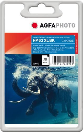 AgfaPhoto APHP62BXL Tintenpatrone Schwarz für Inkjet-Drucker mit 600 Seiten Kapazität - Bild 1