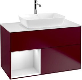 V&B Waschtischunterschrank Finion 100 Wandbeleuchtung in Weiß lackiert, Breite: 100 cm, Höhe: 50,1 cm, Tiefe: 50,1 cm - Bild 1