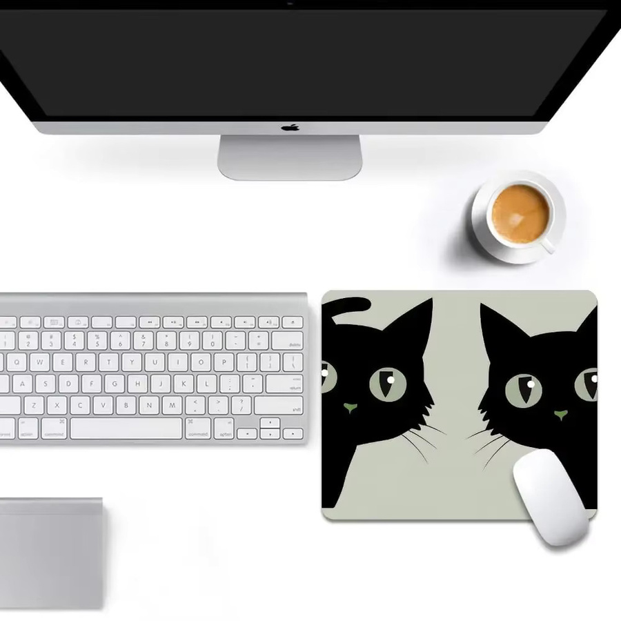 Mairuige Mauspad mit schwarzer Katze Illustration, rutschfestes Gummi, wasserwaschbar, Schwarz/Mehrfarbig - Bild 5
