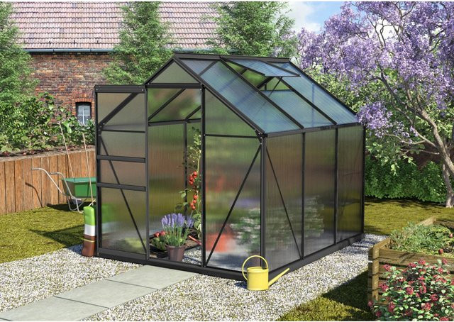 Vitavia Gewächshaus Calypso 4400 Schwarz mit Fundament und Polycarbonat-Platten - Bild 1