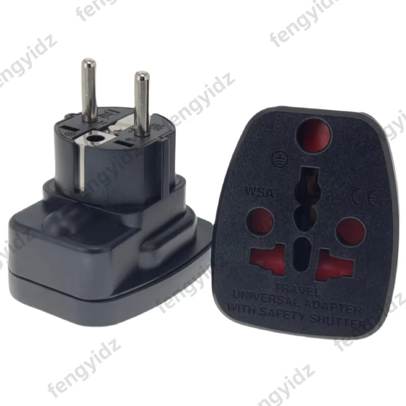 fengyidz Universal-Adapter für Südafrika in Schwarz, unterstützt US-, Großbritannien-, EU-, Schweizer-, Brasilien-, Dänemark- und italienische Stecker WSA - Bild 2