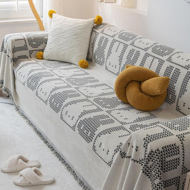 Super Six Chenille Sofaüberwurf mit geometrischem Design, B/B: 180 x 130 cm - Bild 1