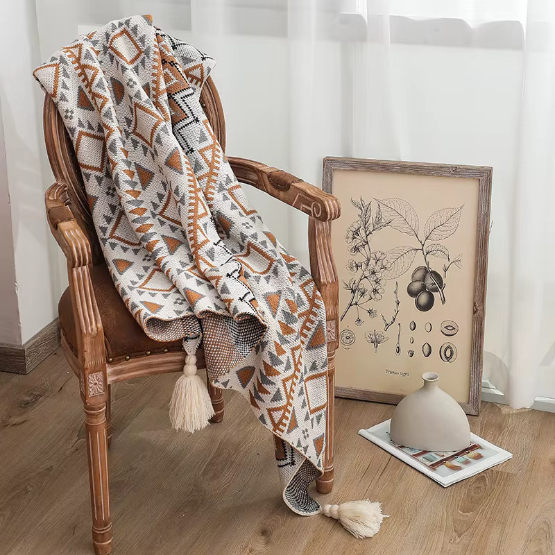 Bohemian Navajo Strickdecke in Weiß für Baby und Sofa - Bild 2