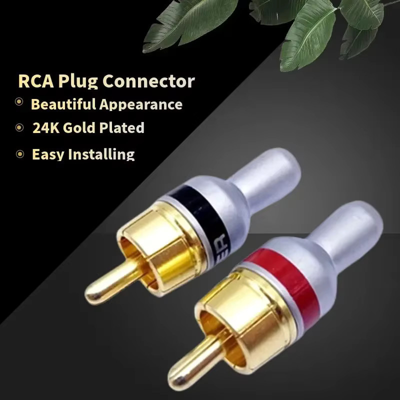 HEDANP RCA-Stecker vergoldet männlich als Audio- und Video-Anschluss zum Löten von AV-Kabeln in Gold und Multicolour - Bild 2