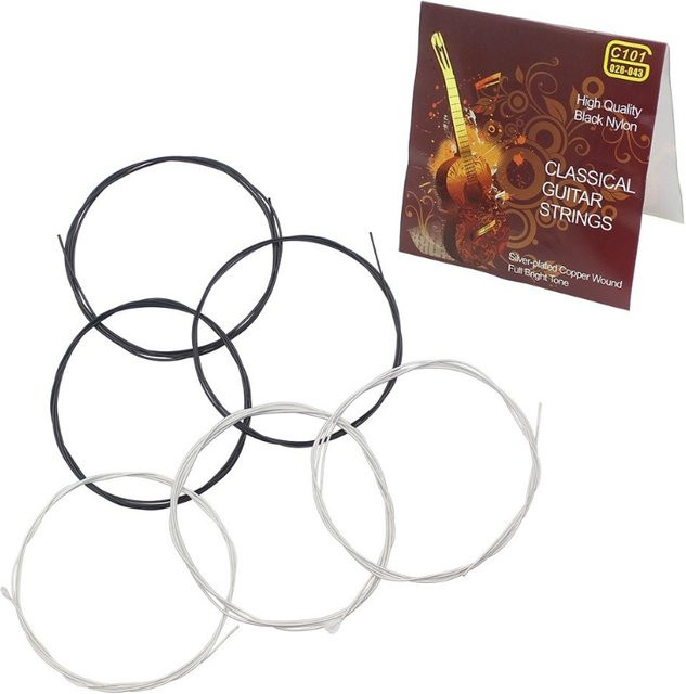 OLOEY Klassische Gitarrensaiten Set aus Nylonfaser, 6 Stück, in Schwarz, Weiß und Multicolour - Bild 1