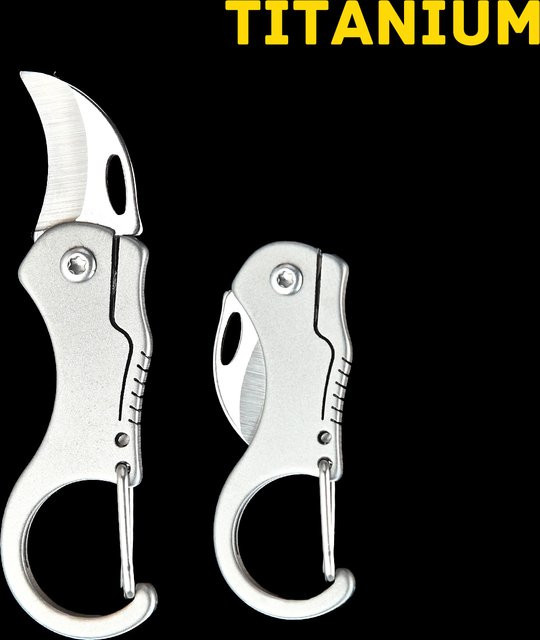 YESISOK Mini-Messer aus 7Cr Stahl-Titan-Legierung in Silber als tragbares EDC-Werkzeug und Schlüsselanhänger-Brieföffner - Bild 1