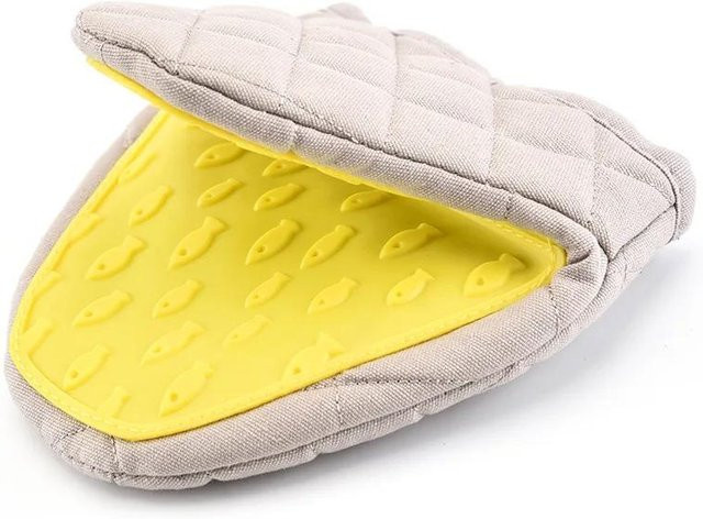 Universal Silikon Topflappen Set für Küche und Haushalt, Anti-Verbrühung Handschuhe, Gelb - Bild 1