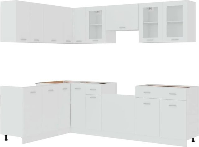vidaXL Küchenzeile Modell 1 in Weiß aus Holzwerkstoff mit Glastüren und Eckdesign - Bild 1