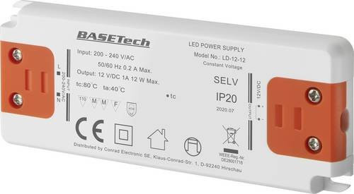 Basetech LD-12-12 LED-Trafo Konstantspannung 12W 1A in Weiß - Bild 1